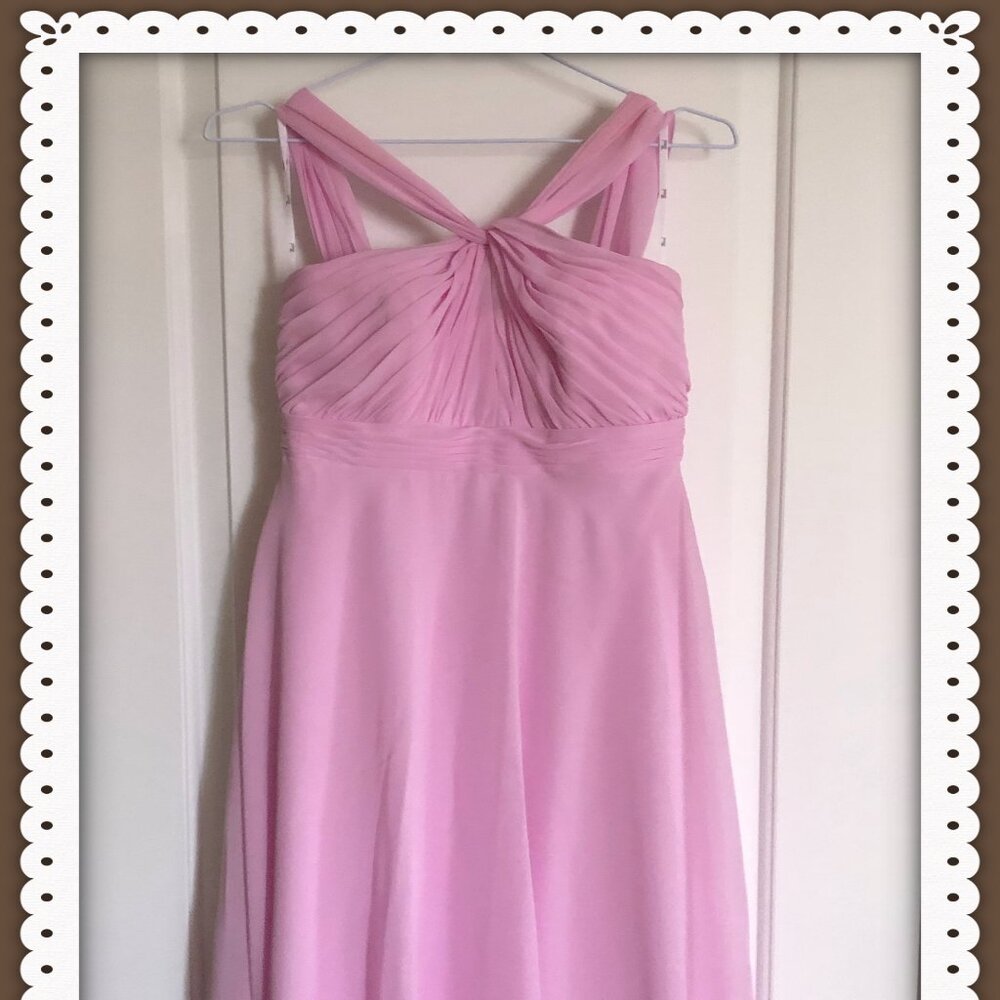 Thread Bridesmaid Draped Chiffon Maxi Dress & Lux Chiffon Stole Powder Pink Sz 4